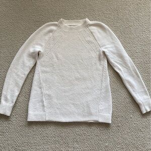 Loft Cream Crewneck Thick Wool Blend Knit Sweater Small Soft Stretch Pullover